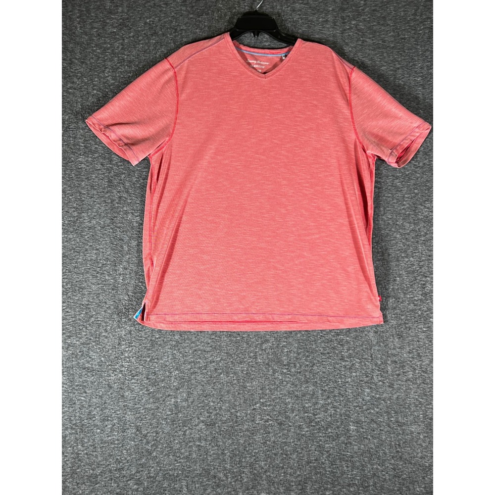 Tommy Bahama IslandZone Mens XL Red V-Neck‎ T-Shirt Tencel Coolmax Short Sleeve
